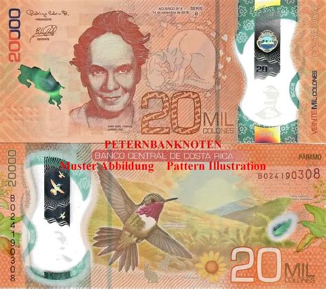 COSTA RICA 20 000 Colones 2018 Unc P New POLYMER 63895 Kassenfrisch