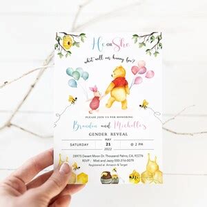 Winnie The Pooh Gender Reveal Invitation Bee Gender Reveal Etsy