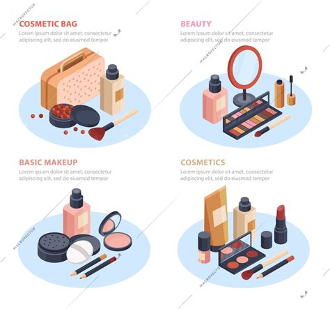 Cosmetics Concept Icons Set With Beauty And Makeup Symbols Isometric