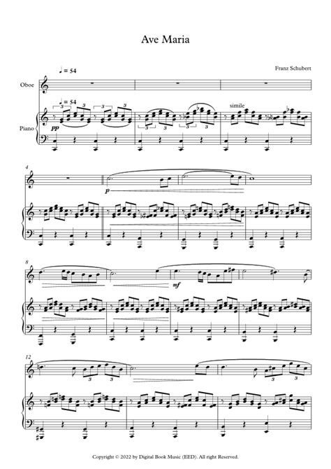 Ave Maria Franz Schubert Oboe Piano Arr Digital Book Music