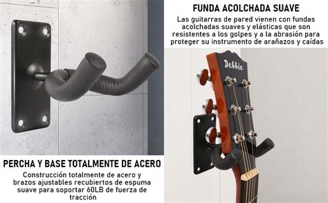 2 Piezas Soporte Para Guitarra Pared OUARTV Metal Base Colgador De