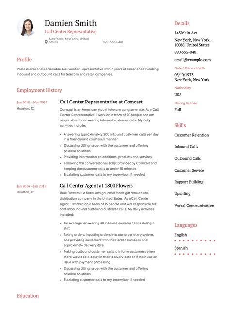 Call Center Representative Resume Template | Resumeviking.com