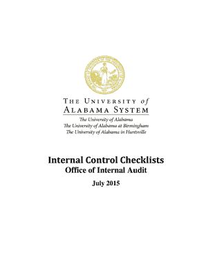 Fillable Online Internal Control Checklists Fax Email Print PdfFiller