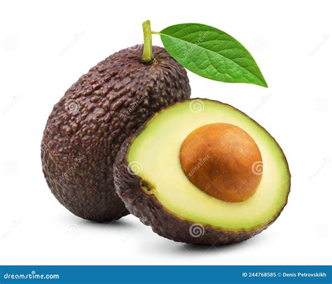 Aguacate Maduro Y Medio Aguacate Aislado Sobre Fondo Blanco Imagen De