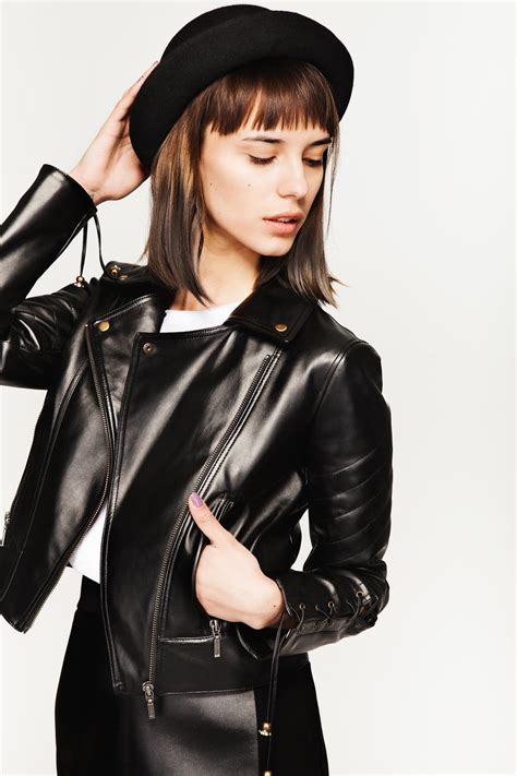 Cropped Black Leather Jacket