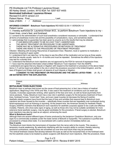 Uk Botox Consent Form