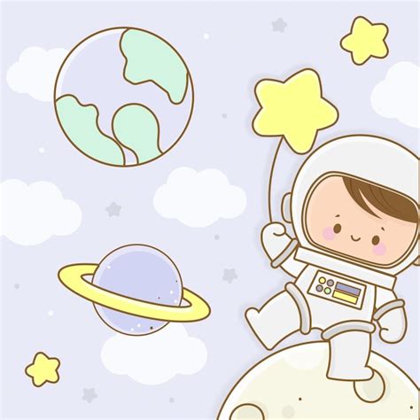 Chico Lindo Traje De Astronauta Dibujo Kawaii Dibujo Astronauta