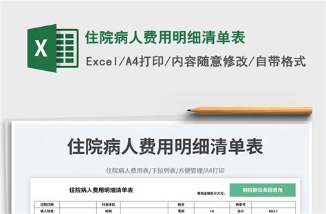 住院病人费用明细清单表免费下载 Excel表格 工图网