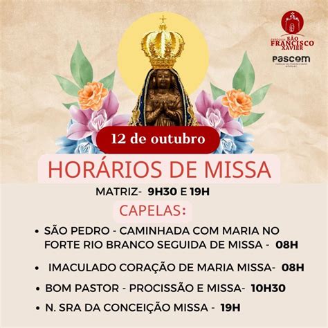 Programação 12 de Outubro Dia da Padroeira do Brasil