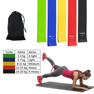 Fitnessband Set 5 Stück resistance bands Widerstandsband Gymnastikband