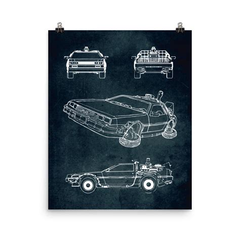 Delorean DMC BTTF / Car Blueprint Poster / Vintage Style Home Decor - Etsy