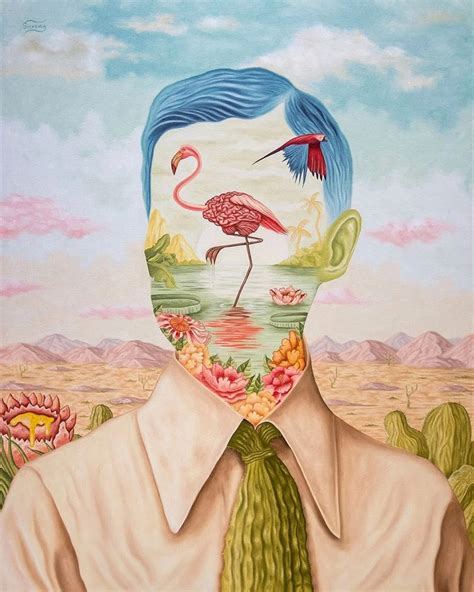 Surrealist Portrait Paintings Blending Human Heads With Nature Elements