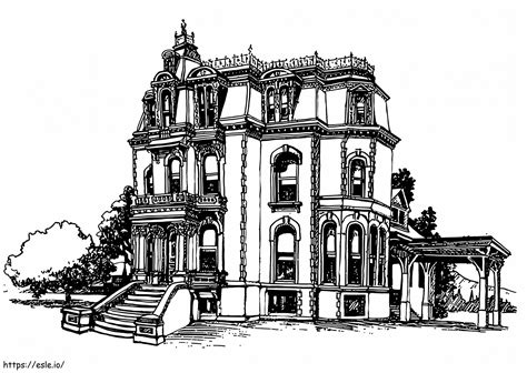 Old And Big Mansion coloring page