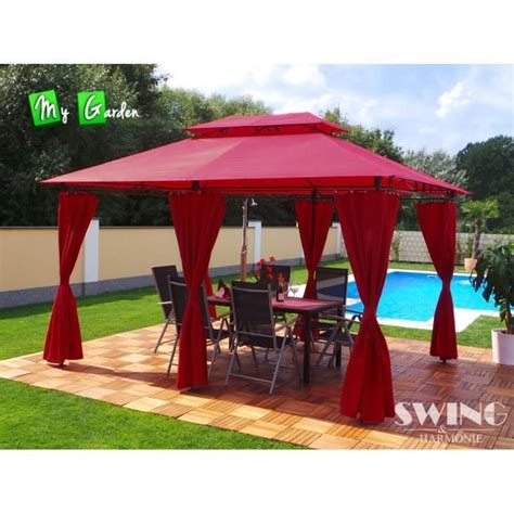 Tonnelle X Pavillon De Jardin Minzo Rouge Achat Vente Tonnelle