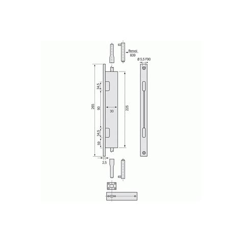 Serrure verticale à encastrer 2 points METALUX Série 32