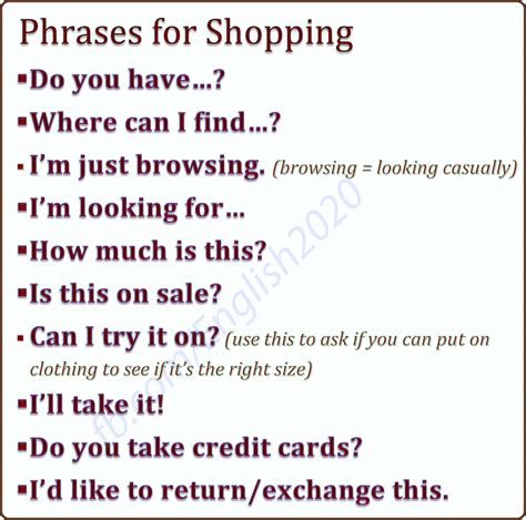 Phrases For Shopping English Language Esl Efl Learn English