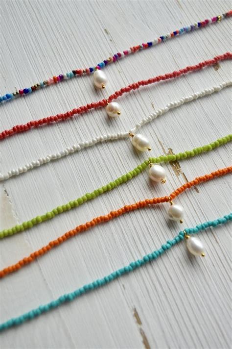 Summer Pearl Necklace Seed Bead Pearl Necklace Boho Etsy Jewlery Necklace Pearl Jewelry