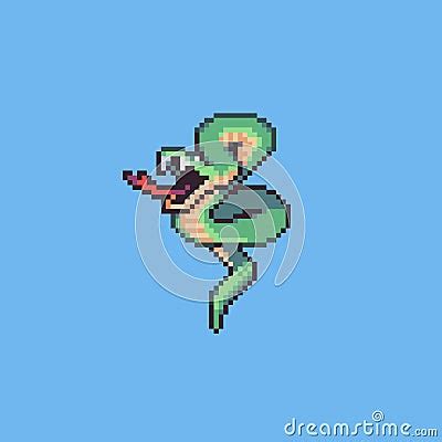 Vector Cartoon Snake Pixel Art Illustration For Game | CartoonDealer ...