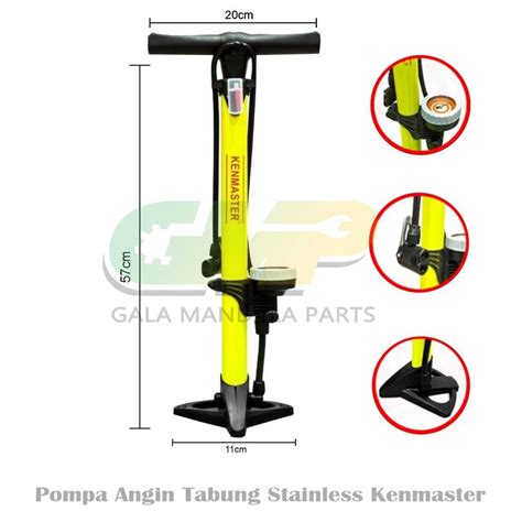 Jual Kenmaster Pompa Angin Tabung Stainless Meter Tekanan Bola Ban