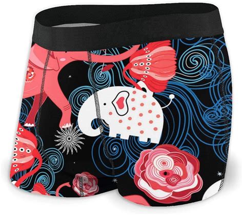 Herren Boxershorts Rote Elefanten Mit Hellen Blumen Klassische