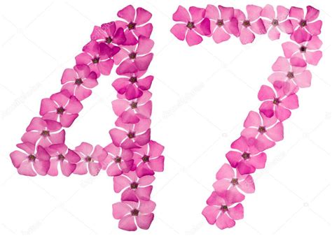 Numeral 47 Cuarenta Y Siete De Flores Rosadas Naturales De Periwinkle