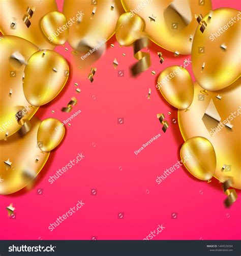 Ilustrasi Stok Happy Birthday Background Gold Balloons 1449529334 | Shutterstock