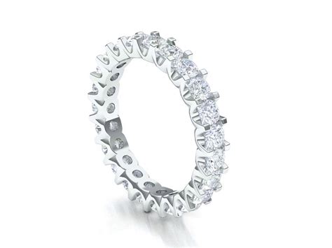 Real 2 20Ct Round Diamond Shared U Prong Eternity Ring Band 10k White