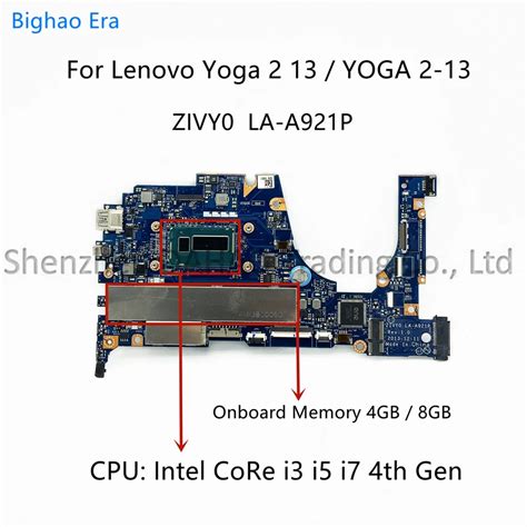 ZIVY0 LA A921P For Lenovo Yoga 2 13 Laptop Motherboard With I3 4030U I5