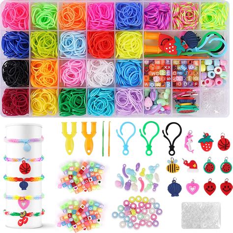 AUAUY 1700 Colorful Loom Rubber Bands Kit 23 Colors Loom Bands With