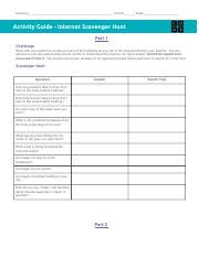 Copy Of FCS Internet Scavenger Hunt Name S Period Date Activity Guide