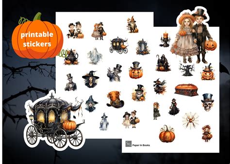 Printable Vintage Halloween Stickers, Printable Vintage Pumpkin ...