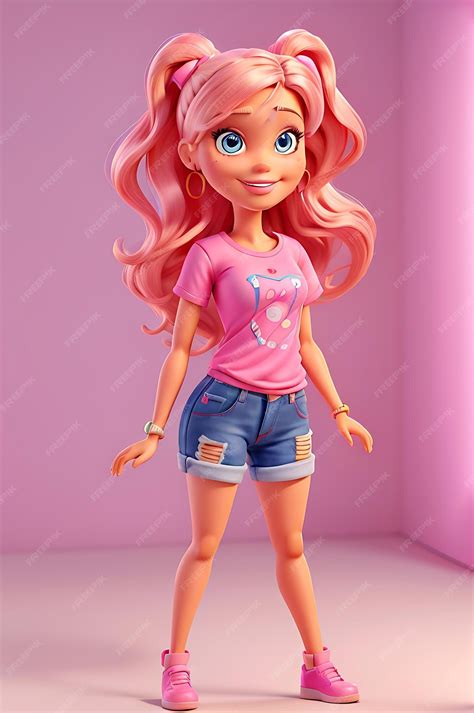 Premium Ai Image Barbie Dressed In Hip Hop Style With Pink Tshirt