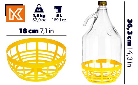 Kadax Glass Demijohn L Transparent Carboy With Plastic Basket For