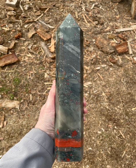 Lb Bloodstone Obelisk Pillar Tower Point Wand Column Etsy