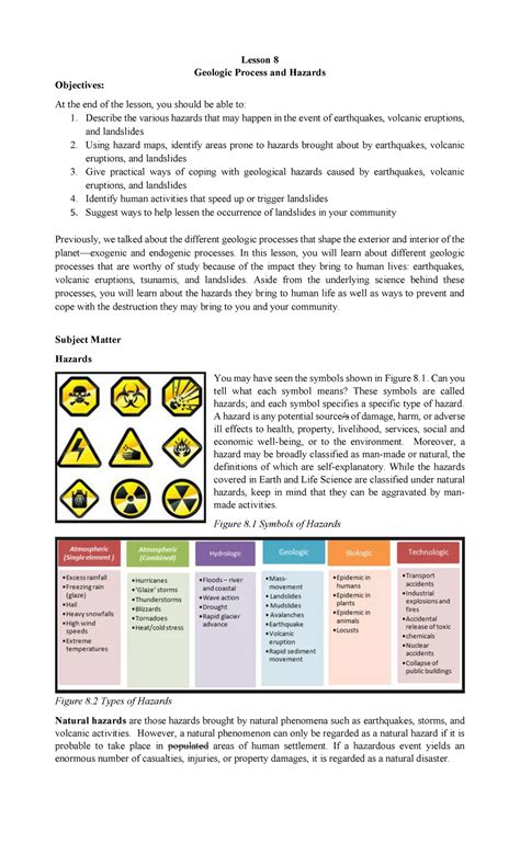 8 Geologic Process And Hazards Lesson 8 Geologic Process And Hazards