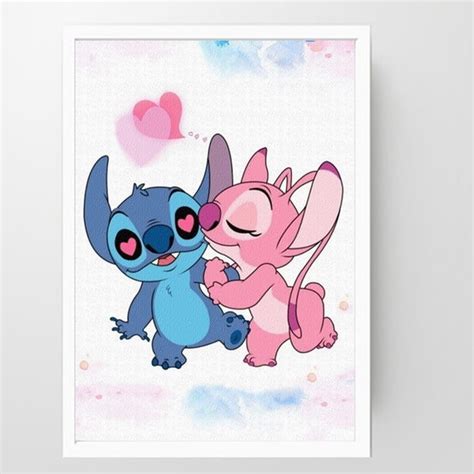 Quadro Infantil Aquarela Lilo Stitch Angel A Br Elo