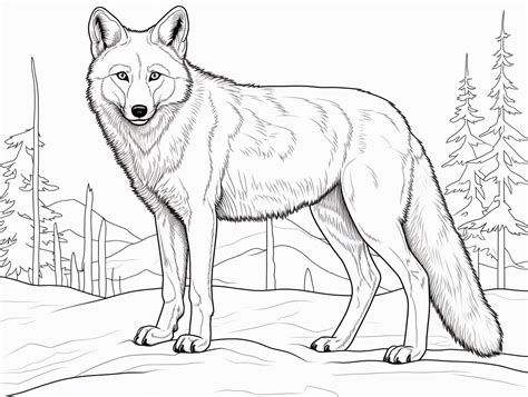 Tranquil Red Fox Coloring Scene Coloring Page