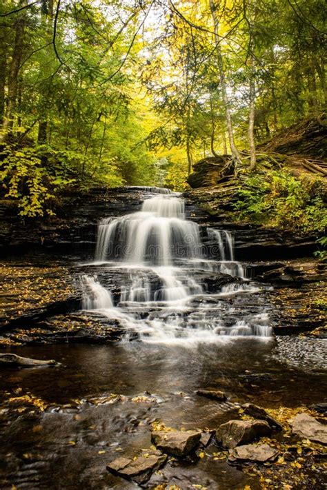Waterfall At Ricketts Glen State Park In Pennsylvania Usa Stock Image