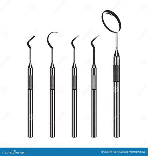 Dental Tools Black Silhouettes Dentist Instrument Mouth Mirror