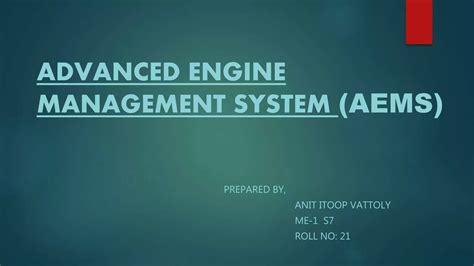 Advanced Engine Management System Ppt Free Download