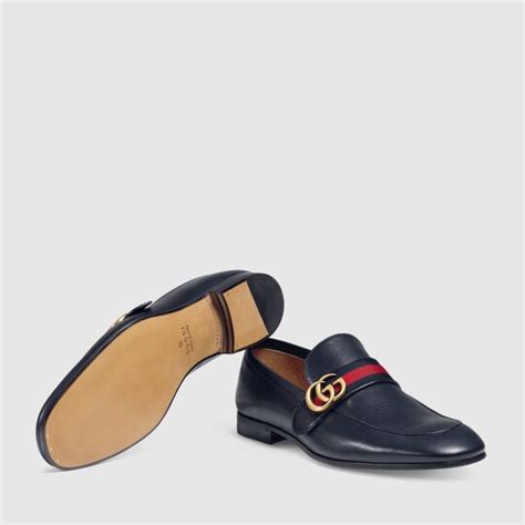 Leather Loafer With Gg Web Gucci Men S Moccasins And Loafers 428609d3vn04054