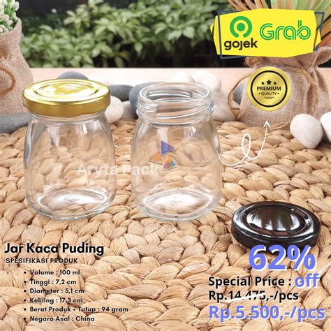 Jual Jar Kaca Ml Puding Cake Glass Jar Toples Tutup Ulir Kaleng Emas