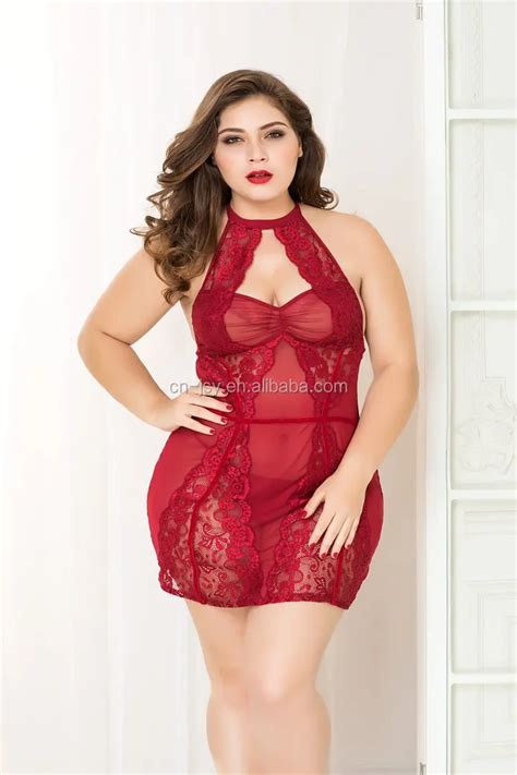 Jsy Plus Size Sexy Lingerie Hot Transparent Red Lace Sexy Babydoll For