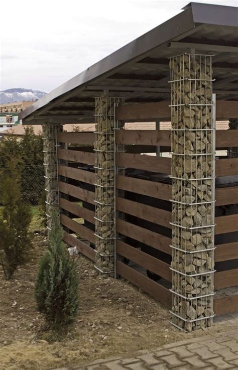 Габионы | Fence design, Gabion wall, Pergola carport