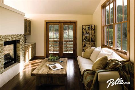 Pella® Architect Series® Double Hung Windows Hinged Patio Door Complement Room Traditional