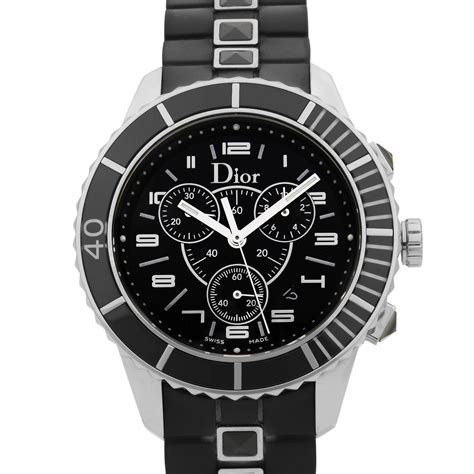 Dior Christal Chrono Black Dial Steel Rubber Quartz Unisex Watch