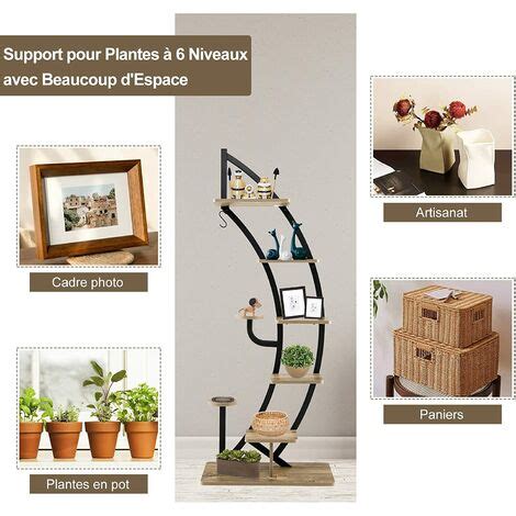 Goplus Support Pour Plantes En M Tal Niveaux Tag Re Fleurs En