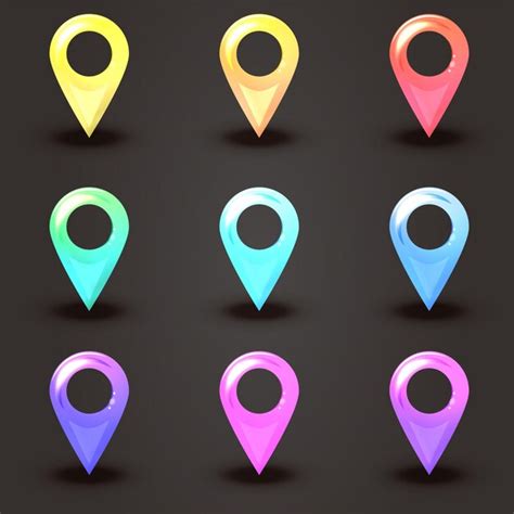 Conjunto De Iconos De Puntero De Mapa De Colores Vector Premium