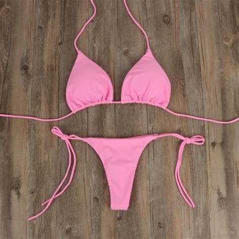 Bikini swimsuit Maillot de bain micro solide pour nouvelle FRZVNK A pink Cdiscount Prêt à