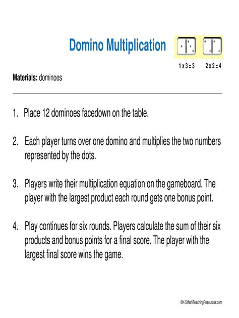 Fillable Online Domino Multiplication Fax Email Print Pdffiller